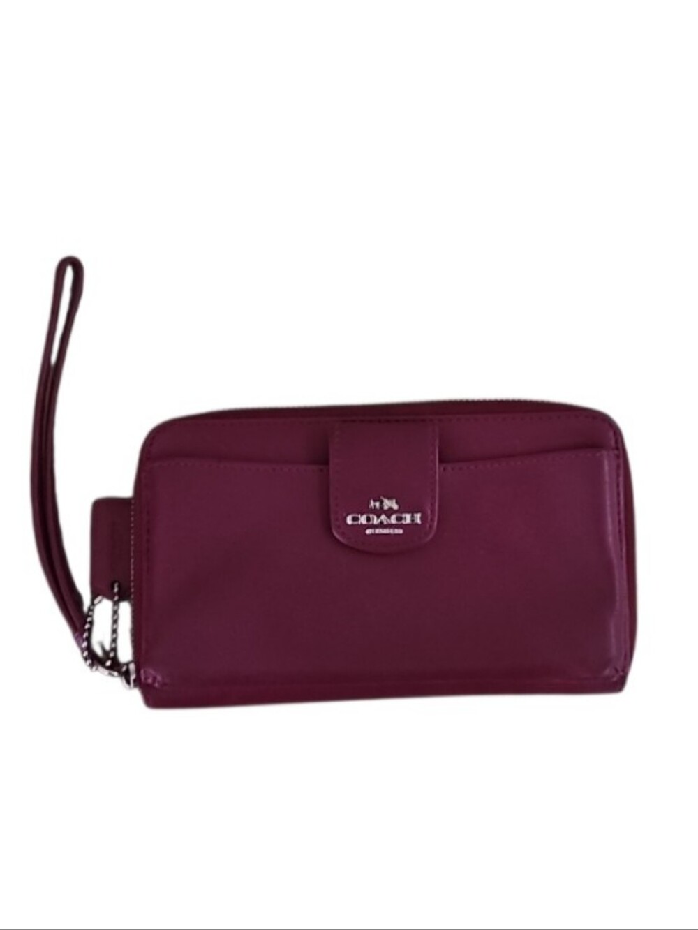 Coach Raspberry Leather Zip Around Wristlet Wallet Clutch Organizer Phone Case